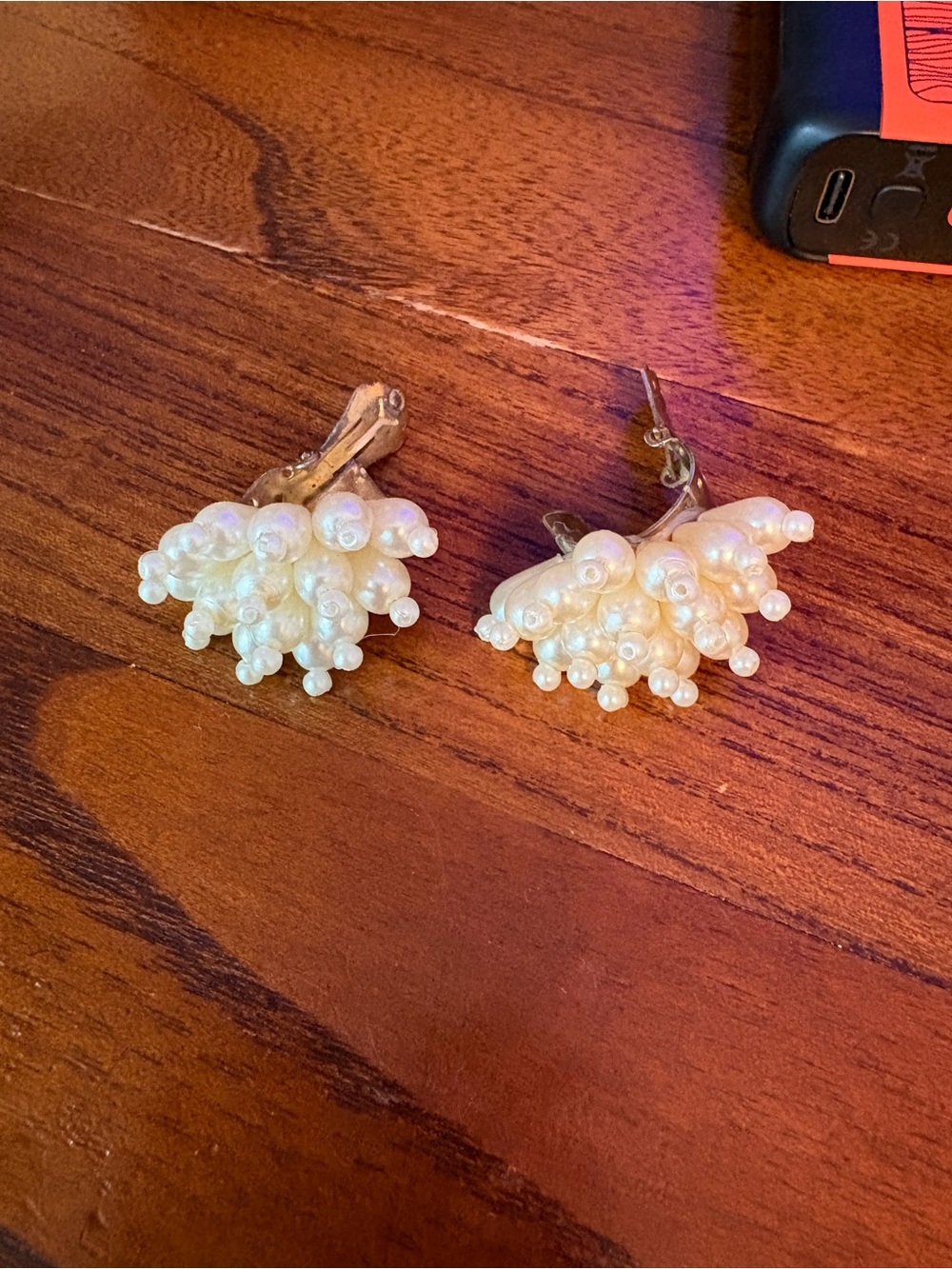 Pearlescent Cluster Drop Earrings - White